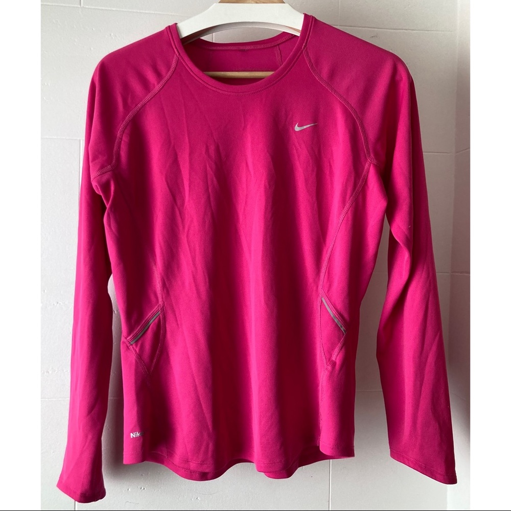 Hot pink FitDry long sleeve t-shirt — NIKE women’s size M